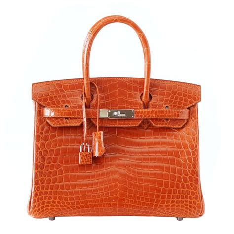 hermes birkin 30 bag orange feu crocodile palladium hardware